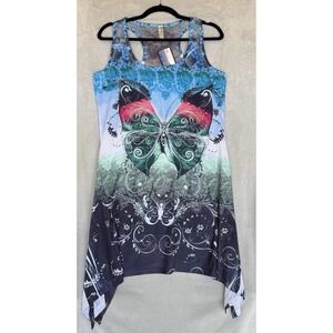 India Boutique Sundress Womens S Tie Dye Butterfly Lace Fairy Grunge Boho Hippie